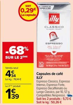 Illy - Capsules De Café offre à 4,34€ sur Carrefour Market