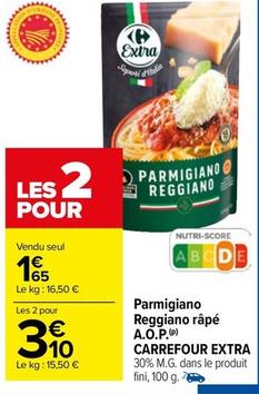 Carrefour - Parmigiano Reggiano Râpé A.o.p. Extra offre à 1,65€ sur Carrefour Market