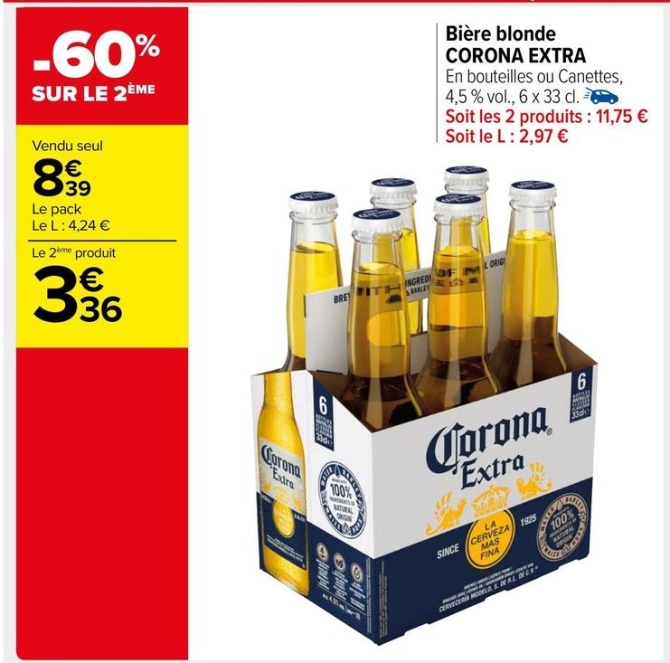 Corona - Bière Blonde Extra offre à 8,39€ sur Carrefour Market