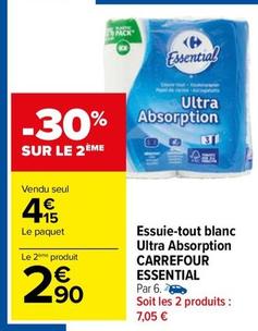 Carrefour - Essuie-Tout Blanc Ultra Absorption Essential offre à 4,15€ sur Carrefour Market