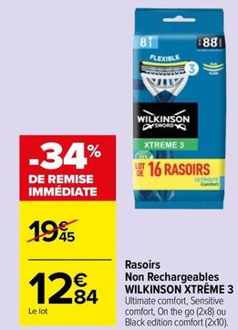 Wilkinson - Rasoirs Non Rechargeables Xtrême 3 offre à 12,84€ sur Carrefour Market