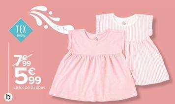 Tex Baby - Lot De 2 Robes Bébé offre à 5,99€ sur Carrefour