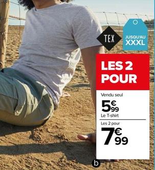 Tex - T Shirt Uni Homme offre à 5,99€ sur Carrefour
