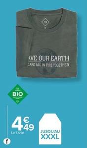 T Shirt Imprimé Bio Homme offre à 4,49€ sur Carrefour