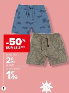 Short Bébé offre à 2,99€ sur Carrefour