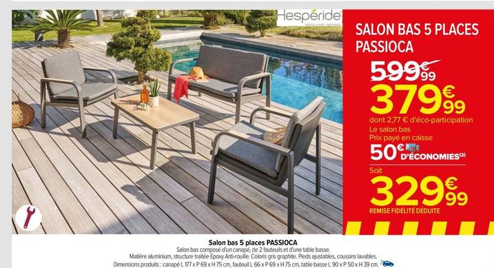 Salon Bas 5 Places Passioca offre à 379,99€ sur Carrefour