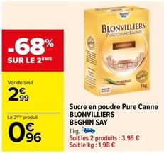 Blonvilliers Beghin Say - Sucre En Poudre Pure Canne offre à 2,99€ sur Carrefour