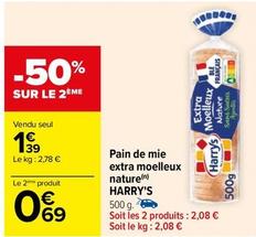 Harry's - Pain De Mie Extra Moelleux Nature offre à 1,39€ sur Carrefour