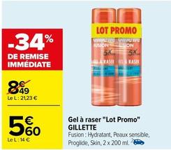 Gillette - Gel À Raser "Lot Promo" offre à 5,6€ sur Carrefour