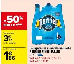 Perrier - Eau Gazeuse Minérale Naturelle Fines Bulles offre à 3,72€ sur Carrefour
