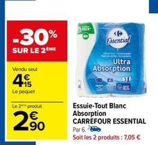 Carrefour - Essuie Tout Blanc Absorption Essential offre à 4,15€ sur Carrefour