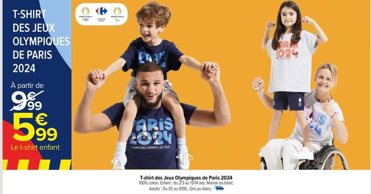 T Shirt Des Jeux Olympiques De Paris 2024 offre à 5,99€ sur Carrefour