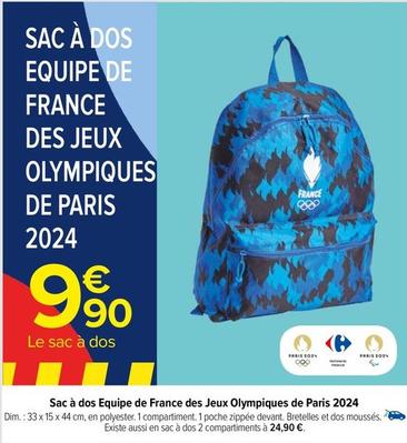 Sac À Dos Equipe De France Des Jeux Olympiques De Paris 2024 offre à 9,9€ sur Carrefour