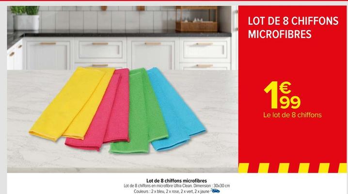 Lot De 8 Chiffons En Microfibre offre à 1,99€ sur Carrefour