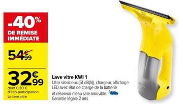 Kärcher - Lave Vitre Kwi 1 offre à 32,99€ sur Carrefour