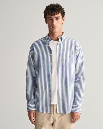 Chemise regular fit en coton et lin à rayures offre à 60€ sur Gant