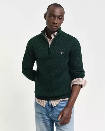 Pull à demi-zip en maille de coton torsadée offre à 150€ sur Gant