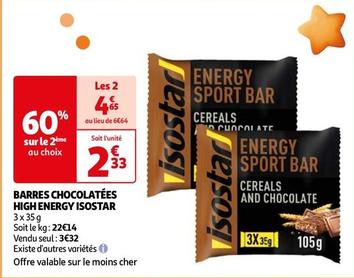 isostar - barres chocolatées high energy 