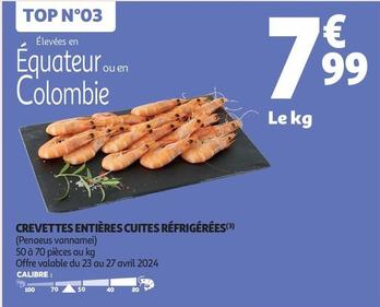 crevettes entieres cuites refrigerees