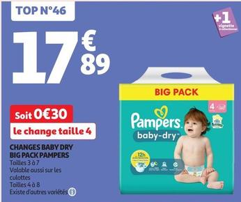 Pampers - Changes Baby Dry Big Pack  offre à 17,89€ sur Auchan Supermarché