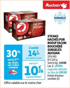 Auchan - Steaks Hachés Pur Boeuf Façon Bouchère Surgelés  offre à 14,65€ sur Auchan Supermarché
