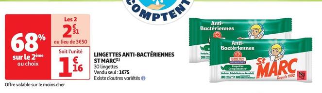 St Marc - Lingettes Anti-bactériennes offre à 1,16€ sur Auchan Supermarché