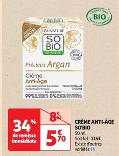 So Bio - Crème Anti-âge offre à 5,7€ sur Auchan Supermarché