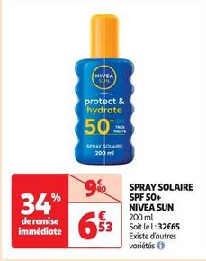 Nivea - Spray Solaire Spf 50+ offre à 6,53€ sur Auchan Supermarché