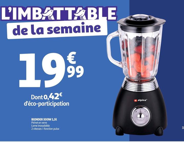Alpina - Blender 500w 1,5l offre à 19,99€ sur Auchan Supermarché