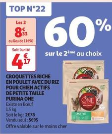 Purina - One Croquettes Riche En Poulet Avec Du Riz Pour Chien Actifs De Petite Taille offre à 4,17€ sur Auchan Supermarché