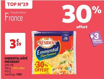 Président - Emmental Râpé offre à 3,59€ sur Auchan Supermarché