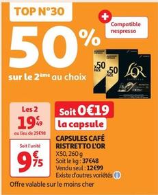 L'or - Capsules Café Ristretto offre à 9,75€ sur Auchan Supermarché