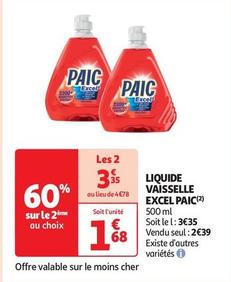 Paic - Liquide Vaisselle Excel offre à 1,68€ sur Auchan Supermarché