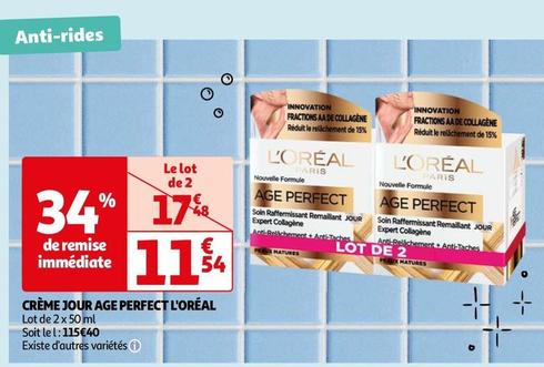 L'oréal - Crème Jour Age Perfect offre à 11,54€ sur Auchan Hypermarché