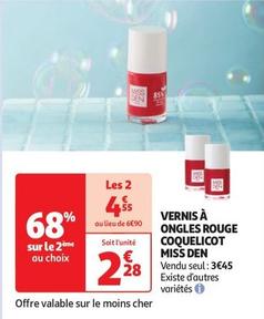 Miss Den - Vernis À Ongles Rouge Coquelicot offre à 2,28€ sur Auchan Hypermarché
