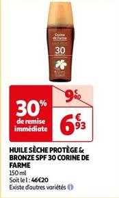 Corine De Farme - Huile Sèche Protège & Bronze Spf 30 offre à 6,93€ sur Auchan Hypermarché