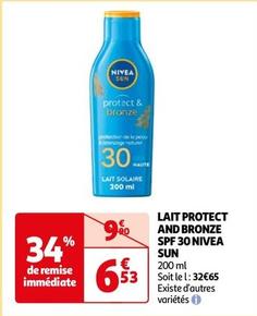 Nivea - Lait Protect And Bronze Spf 30 offre à 6,53€ sur Auchan Hypermarché