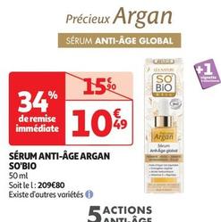 So'bio - Sérum Anti-âge Argan offre à 10,49€ sur Auchan Hypermarché