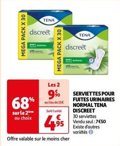 Tena - Serviettes Pour Fuites Urinaires Normal Discreet offre à 7,5€ sur Auchan Hypermarché