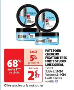 L'oréal Paris - Pâte Pour Cheveux Fixation Très Forte Studio Line offre à 4,5€ sur Auchan Hypermarché