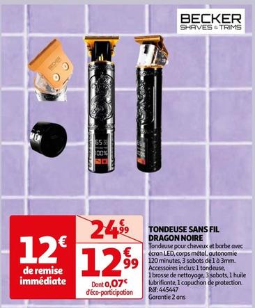 Dragon Noire - Tondeuse Sans Fil  offre à 12,99€ sur Auchan Hypermarché