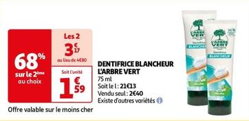 L"Arbre Vert - Dentifrice Blancheur  offre à 2,4€ sur Auchan Hypermarché