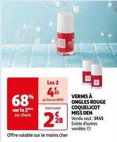 Miss Den - Vernis À Ongles Rouge Coquelicot offre à 2,28€ sur Auchan Hypermarché
