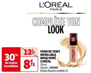 L'Oréal Paris - Fond De Teint Infaillible Beige Doré offre à 8,75€ sur Auchan Hypermarché
