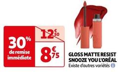 L'Oréal Paris - Gloss Matte Resist Snooze You offre à 8,75€ sur Auchan Hypermarché