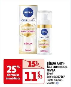Nivea - Sérum Anti- Âge Luminous offre à 11,93€ sur Auchan Hypermarché