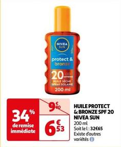 Nivea - Huile Protect & Bronze Spf 20 Sun offre à 6,53€ sur Auchan Hypermarché