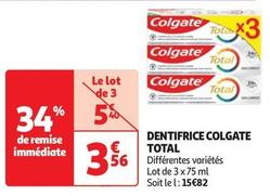 Colgate - Dentifrice Total offre à 3,56€ sur Auchan Hypermarché