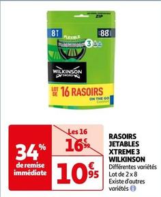 Wilkinson - Rasoirs Jetables Xtreme 3 offre à 10,95€ sur Auchan Hypermarché