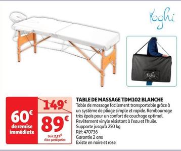 Yoghi - Table De Massage Tdm102 Blanche offre à 89€ sur Auchan Hypermarché